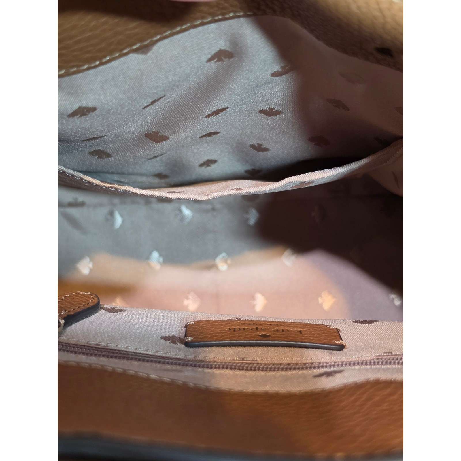 Kate Spade New York Pebbled Leather Backpack Brown Drawstring Magnetic Flap Bag