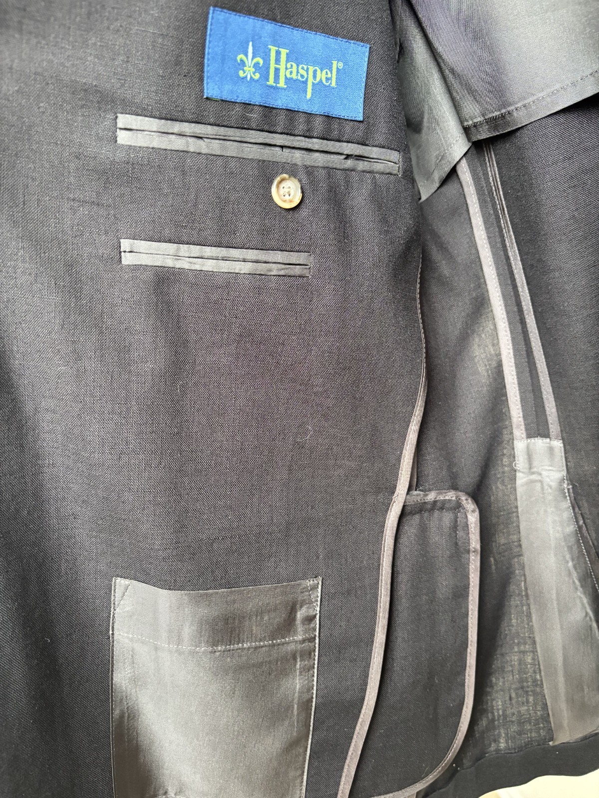 Haspel x Frank Stella Black Linen Blend Blazer — Men’s 42
