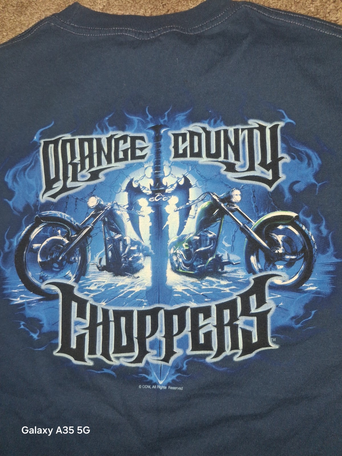 Vintage Orange County Chopper T-shirt Size Large Motorcycle Sword Flames