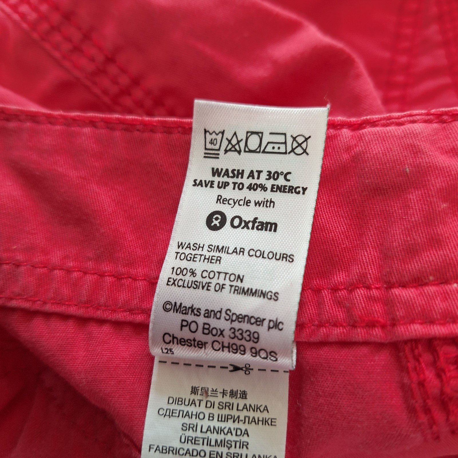 M&S Cargo Combat Trousers Cropped Adjustable Length UK22 Hot Pink 100% Cotton