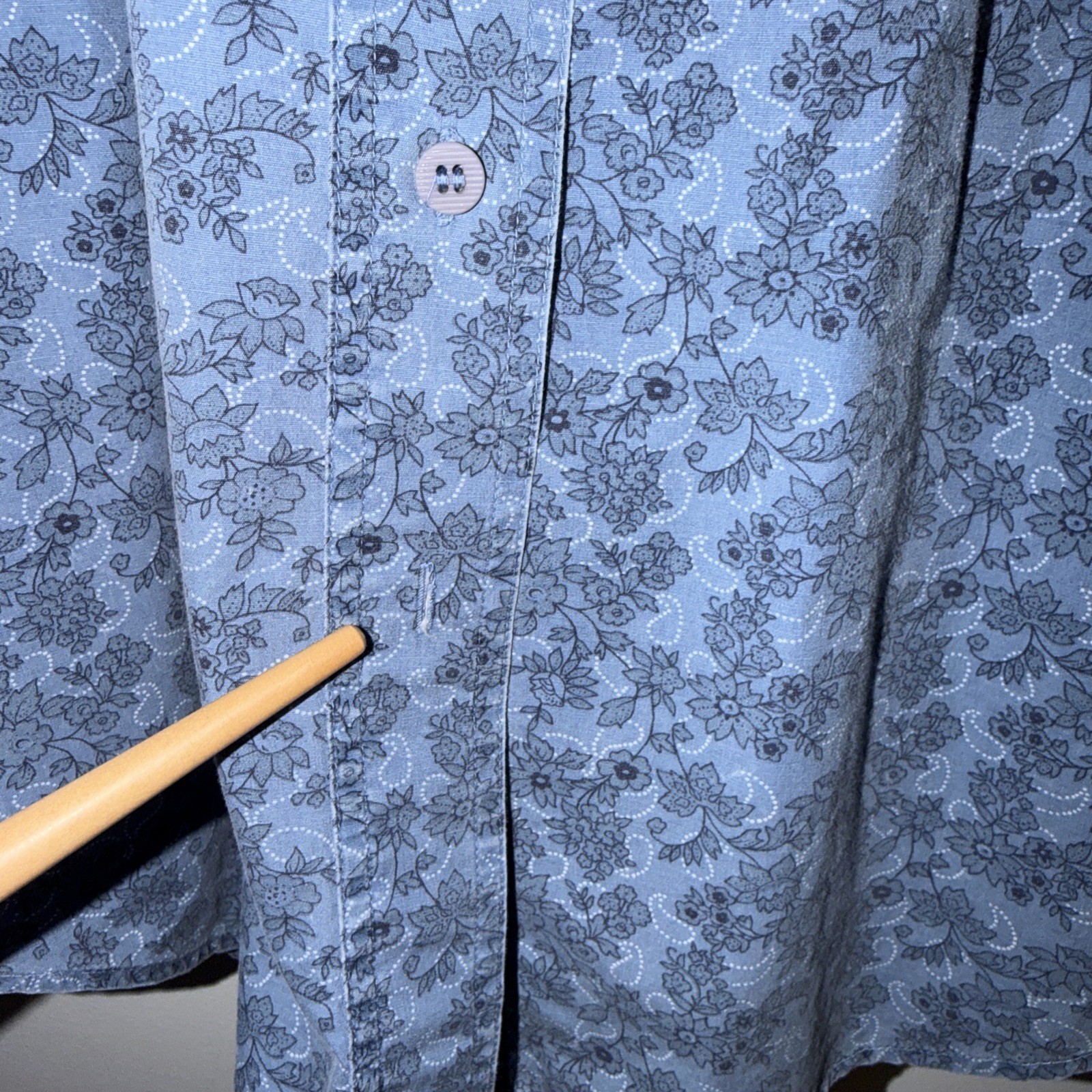Woolrich Women’s M Short sleeve button up 100% Cotton, Sky pattern see pics