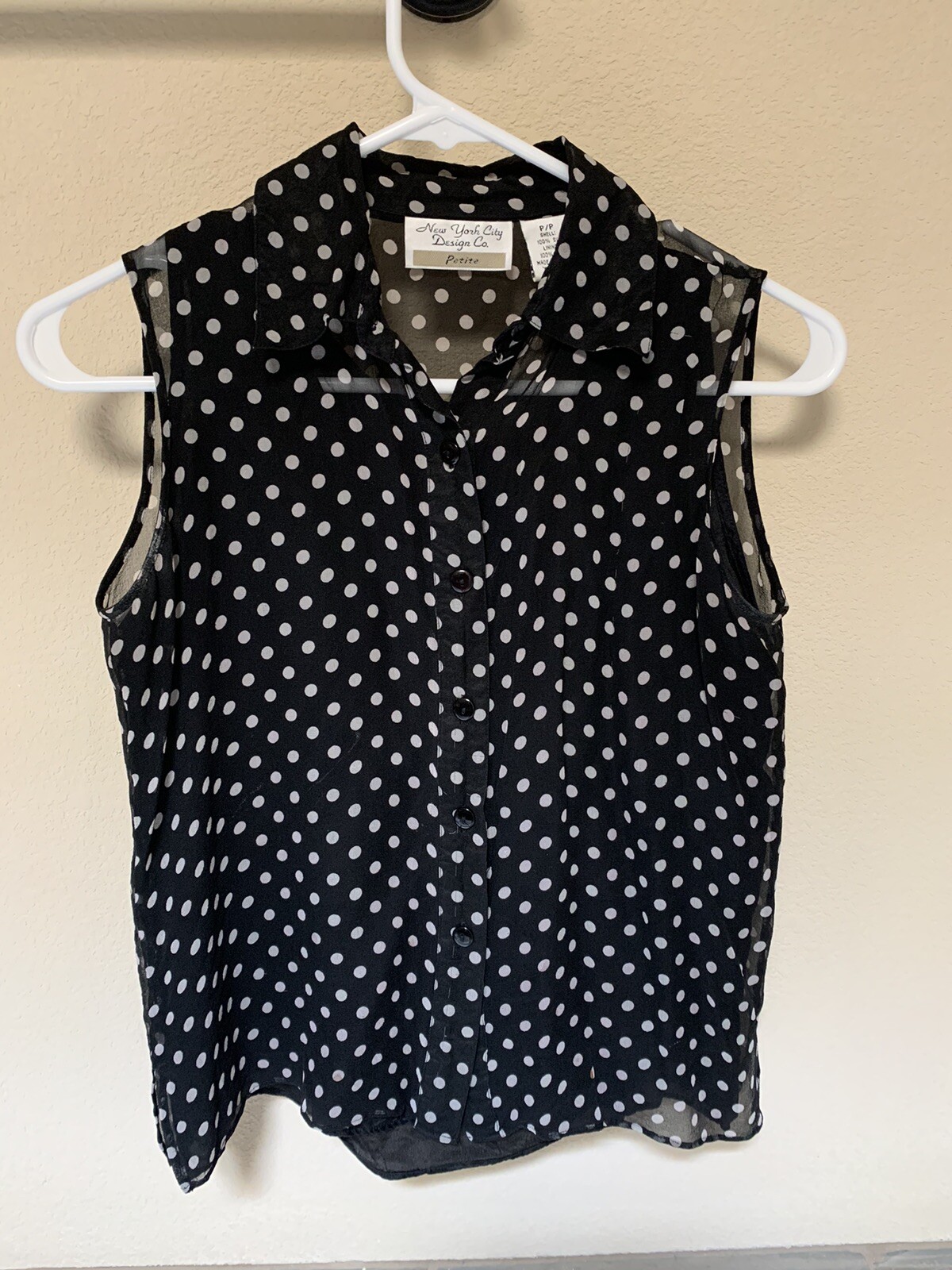 New York City Design Co Size P 100% Silk Women’s Petite Blouse Tank Top Black
