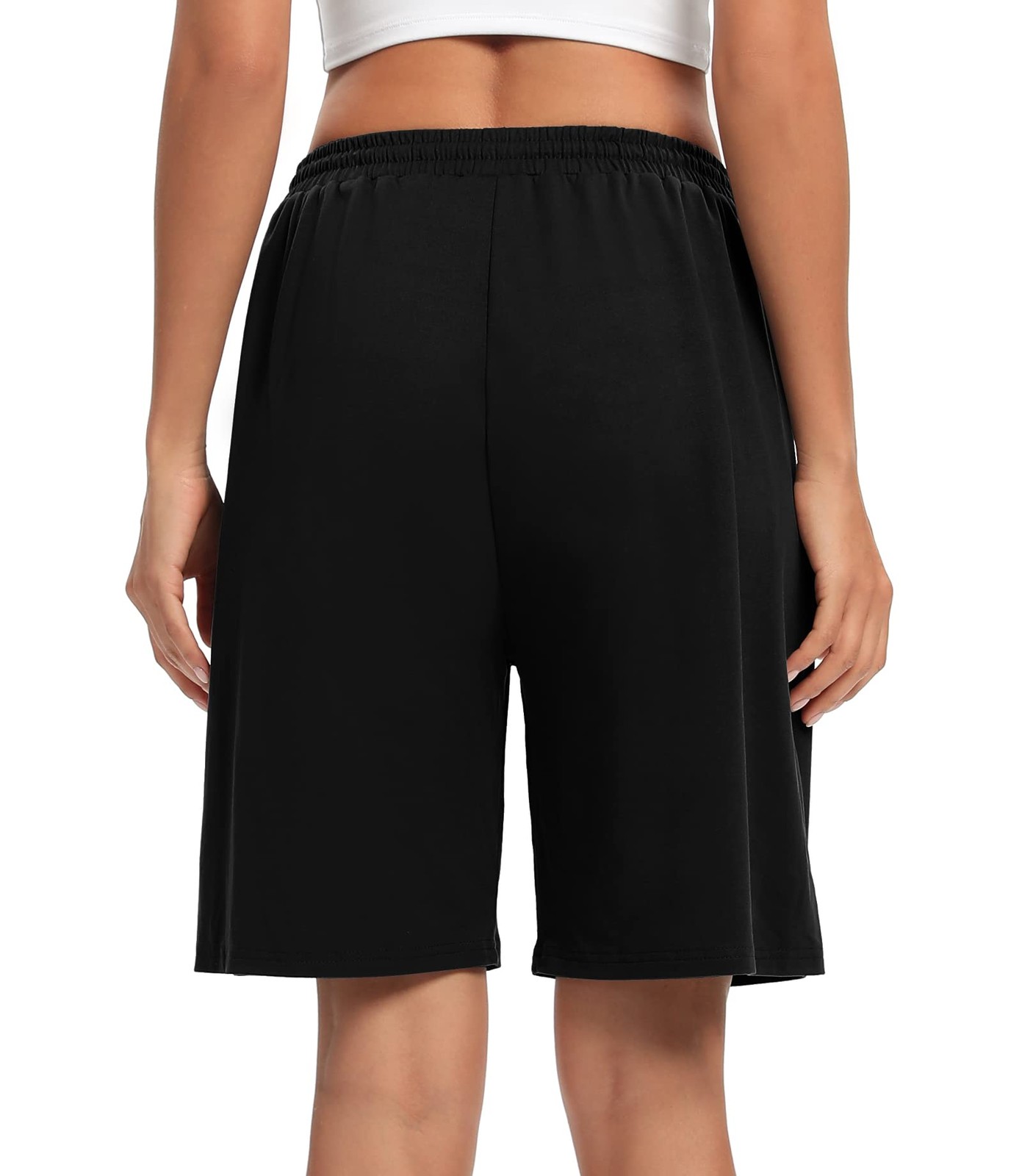Bermuda Shorts for Women Knee Length Workout Pajama Shorts Casual Elastic Wai…