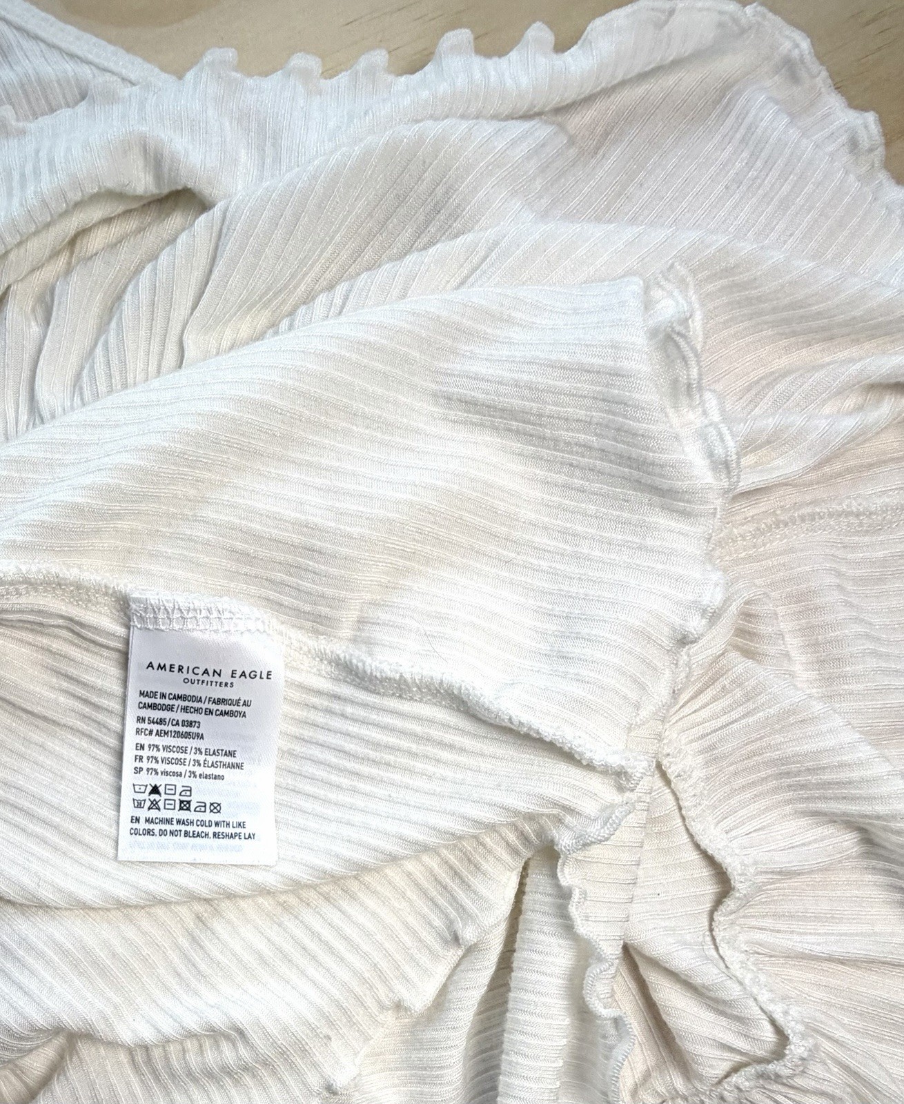 American Eagle Soft & Sexy Ribbed Peplum Tank Top M White Cami Cottagecore