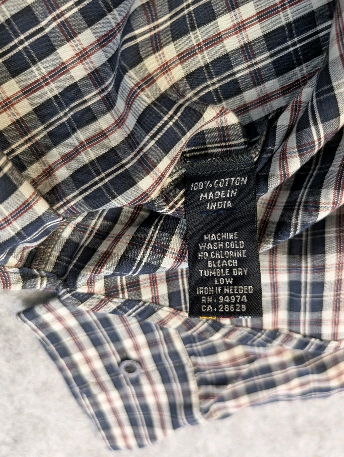 Stussy Shirt Mens Medium Navy Plaid Long Sleeve Button Down Read