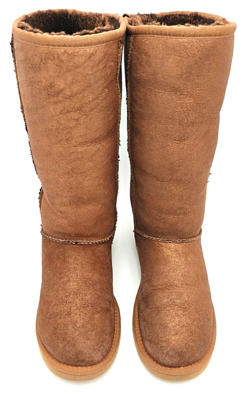 UGG Australia Classic Tall Womens 7 Suede Sheepskin Boots Metallic Copper Bronze