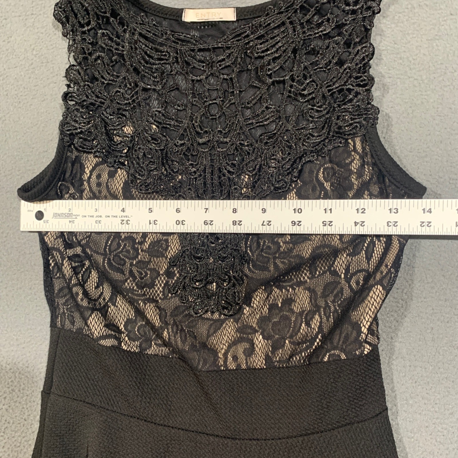 Entry Dress Womens Small Black Lace Crochet Mini LBD Fit and Flare