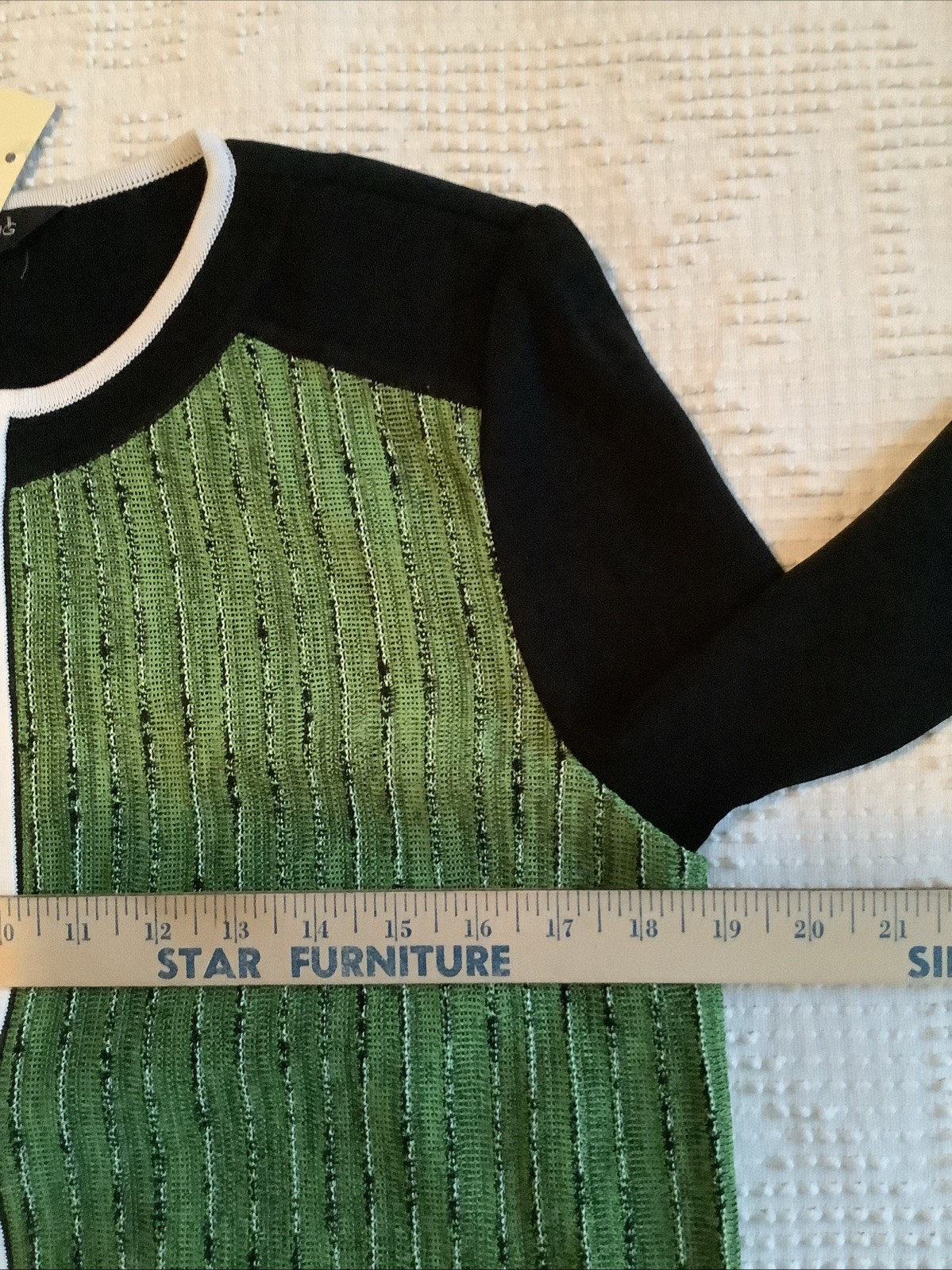 MING WANG Small Green Black Full Zip KNIT JACKET Long Sleeve Elastic NWT