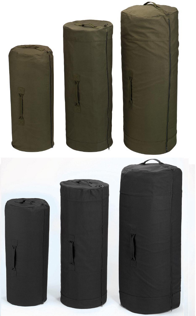 Heavyweight Canvas Duffle Bag w Zipper – Military Army