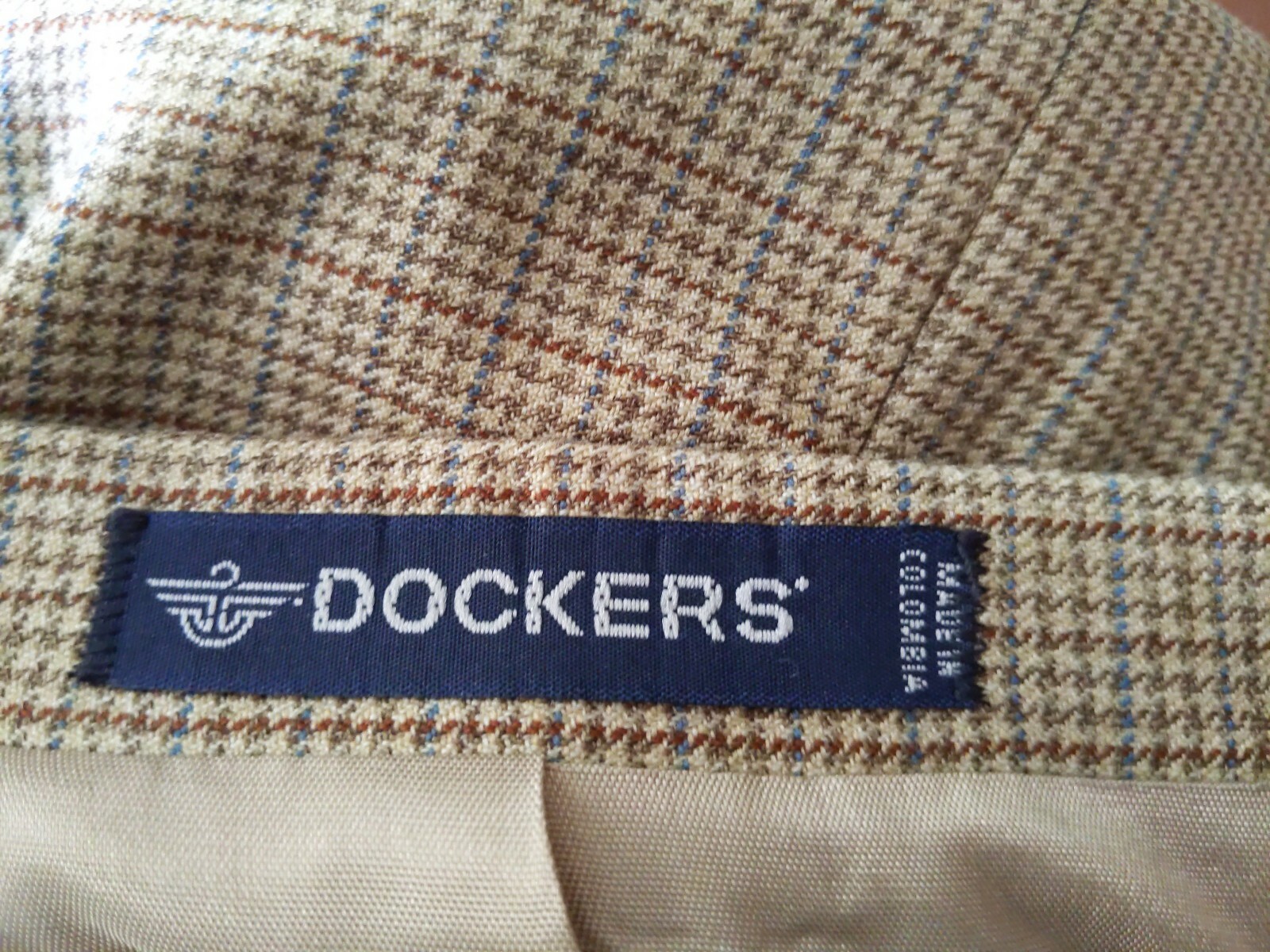 New 48L Blue Brown Tooth Check Wool Poly Blazer Sport Coat Jacket houndstooth