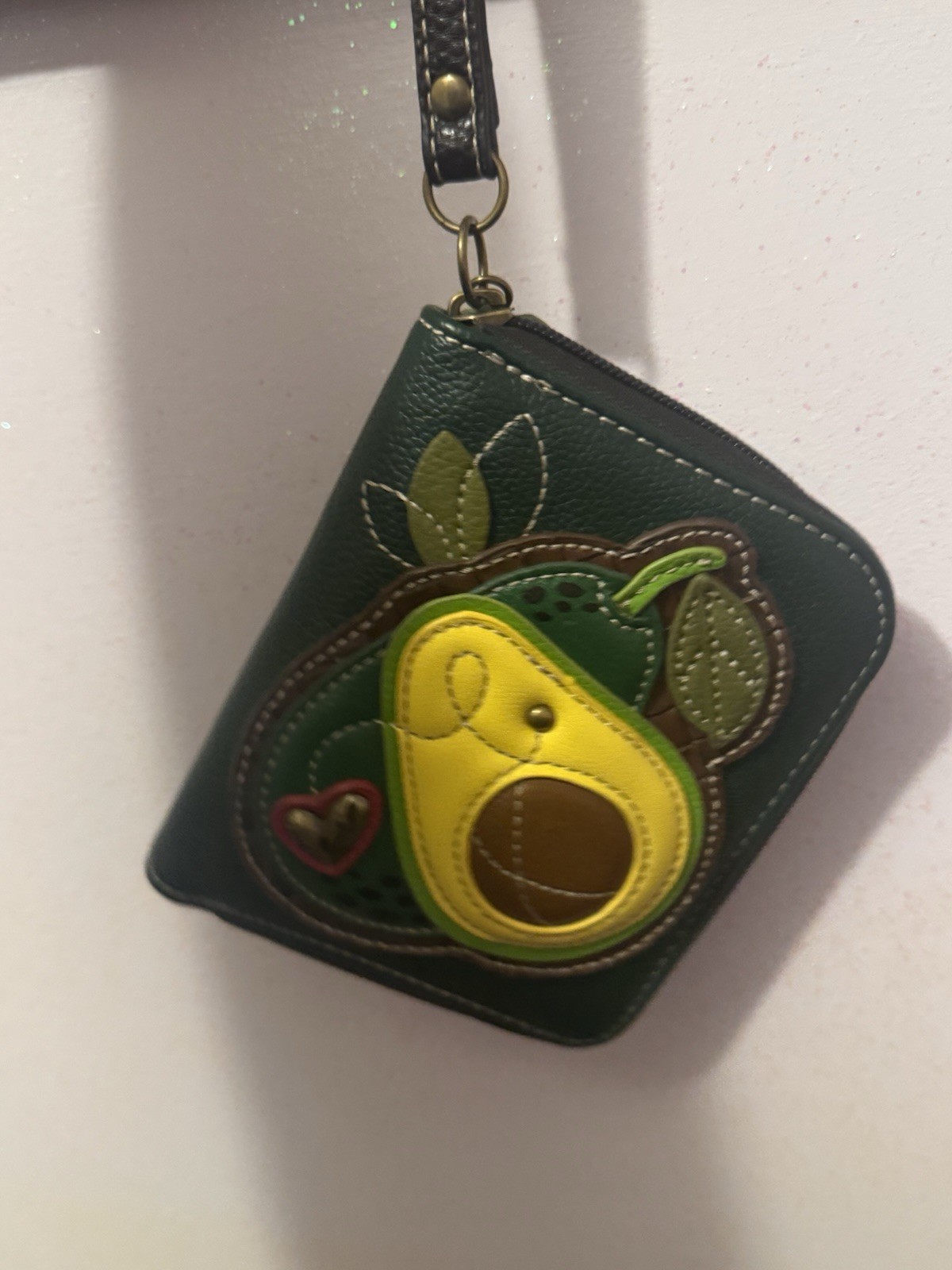 Chala Avocado Zip-Around Wristlet Wallet, Green Polka Dot Card Organizer