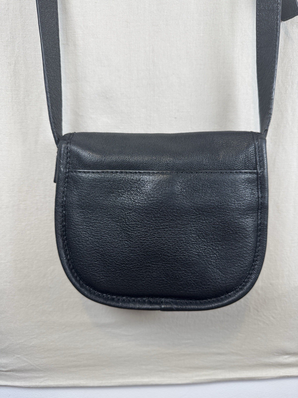Michael Kors Black Leather Small Saddle Crossbody Bag Gold Buckle