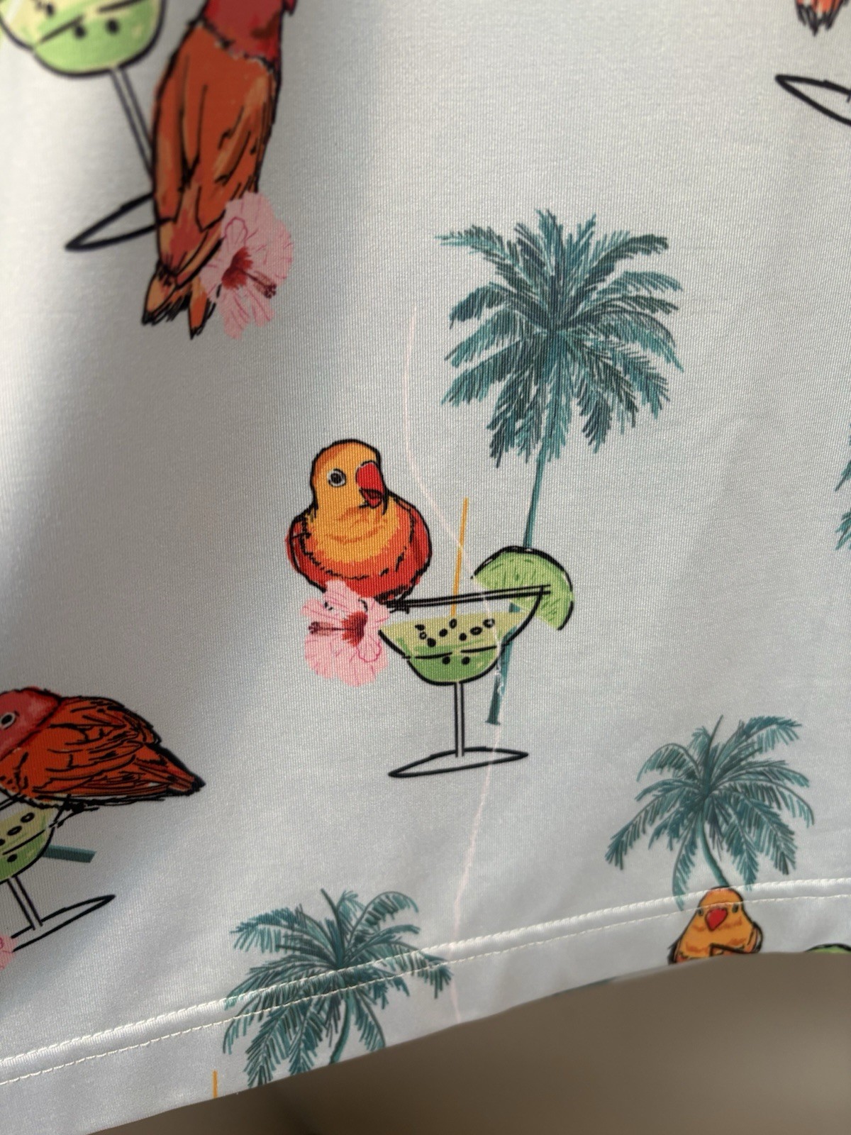 Waggle Golf Polo Shirt XL Tropical Parrot Cocktail Performance Stretch Shirt