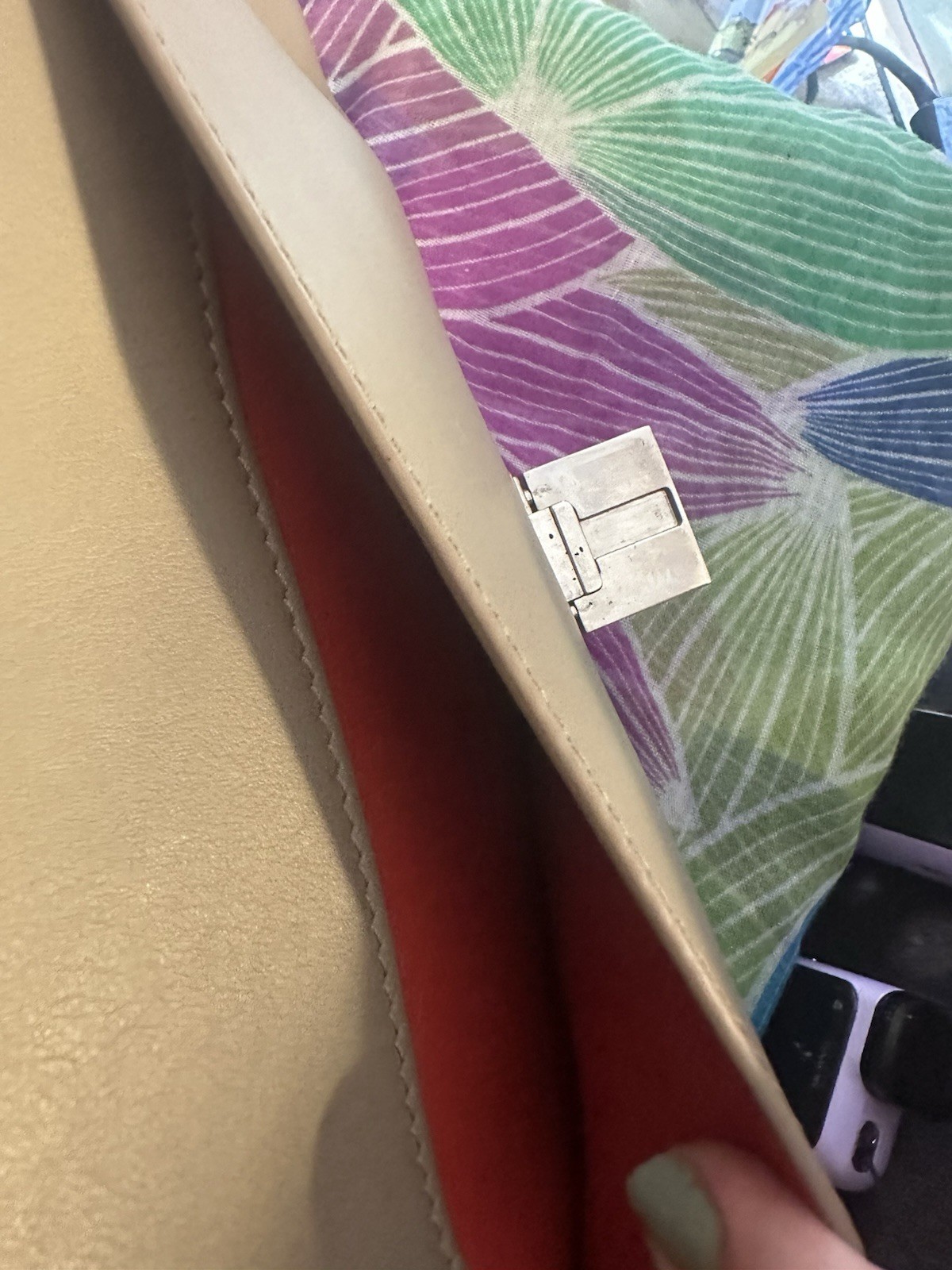 CELINE Trapeze Multicolor Colorblock Satchel Top Handle Bag, Zip/Clasp, Silver