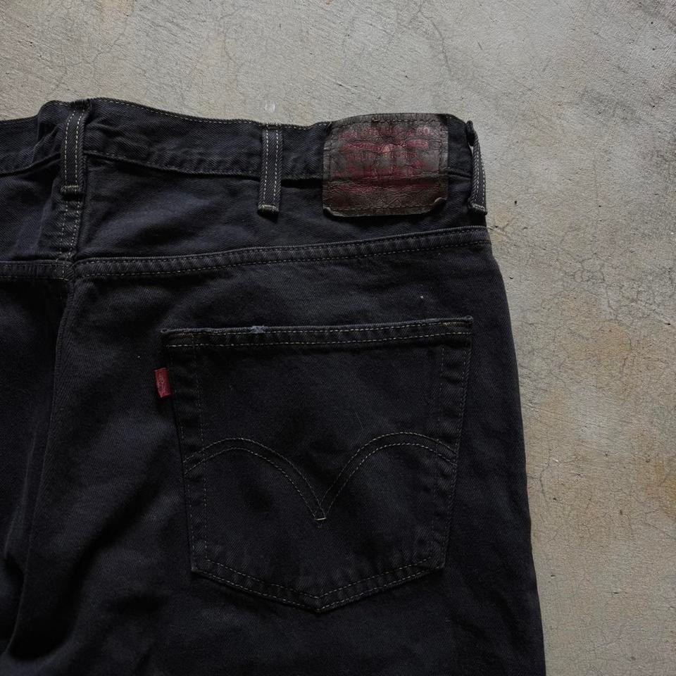 Vintage Levi’s 567 Low Loose Bootcut Baggy Black Denim Jeans 38×32
