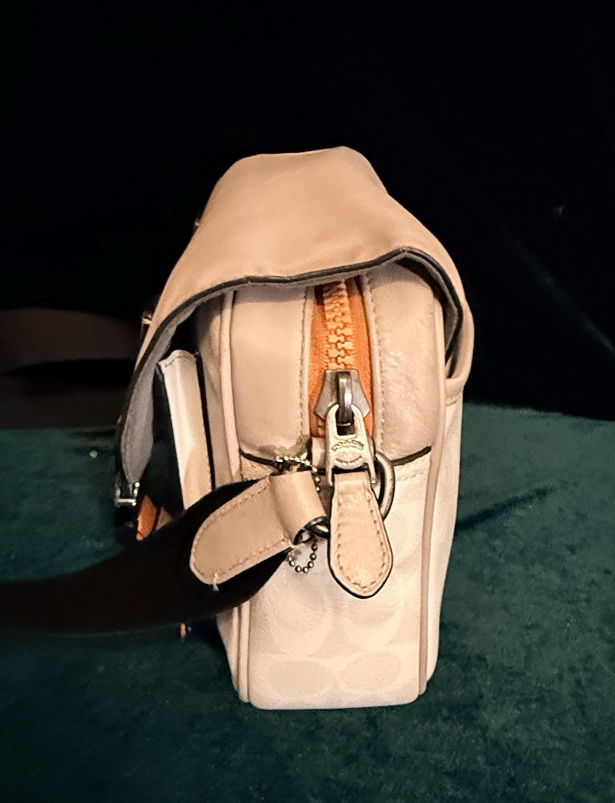 Authentic Coach Track Logo Crossbody Bag – Detachable Strap Black/Silver