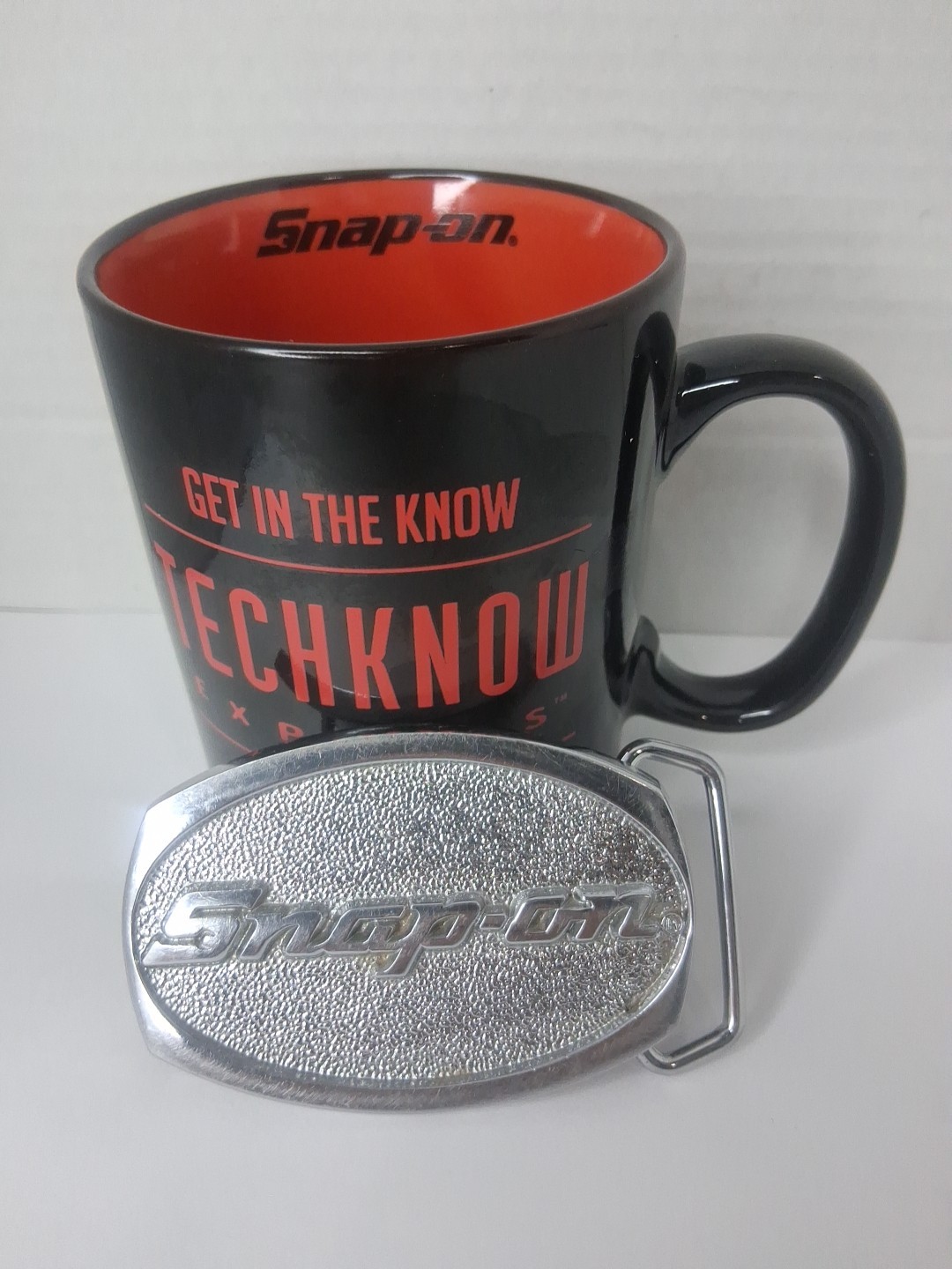 Snap-ON Chrome on Brass Belt Buckle SPP-509 & Coffee Mug