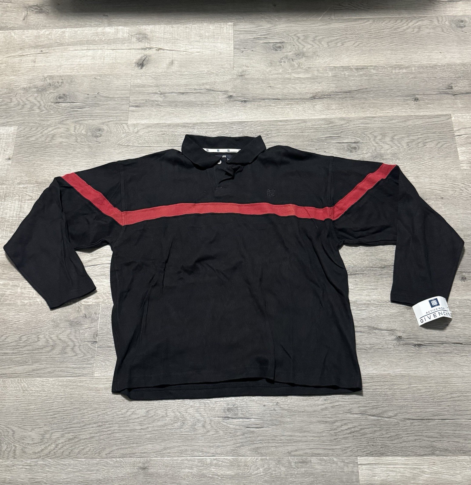 NWT Vintage Givenchy Sport Long Sleeve Polo Shirt Sweater Men’s L Black Red