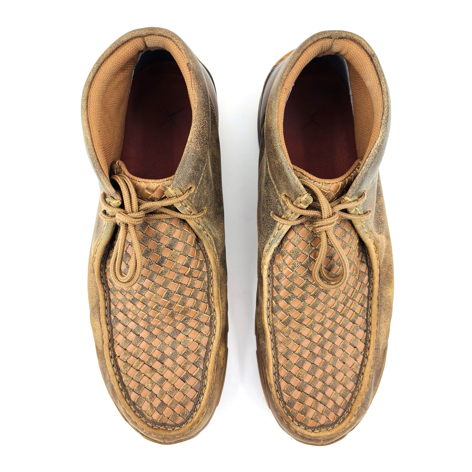 Mens 13 M Twisted X Chukka Driving Moc Woven Brown Leather Shoes Boots MDM0033