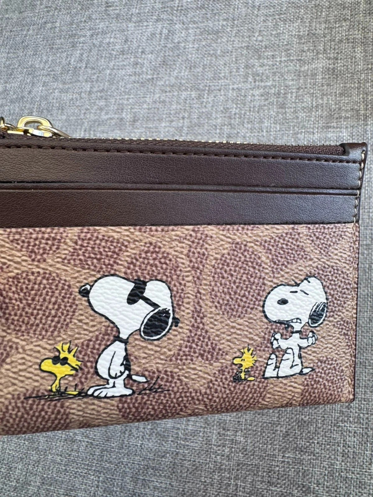 Coach X Peanuts Mini Skinny ID Case Signature Canvas W/Snoopy Print CBT14