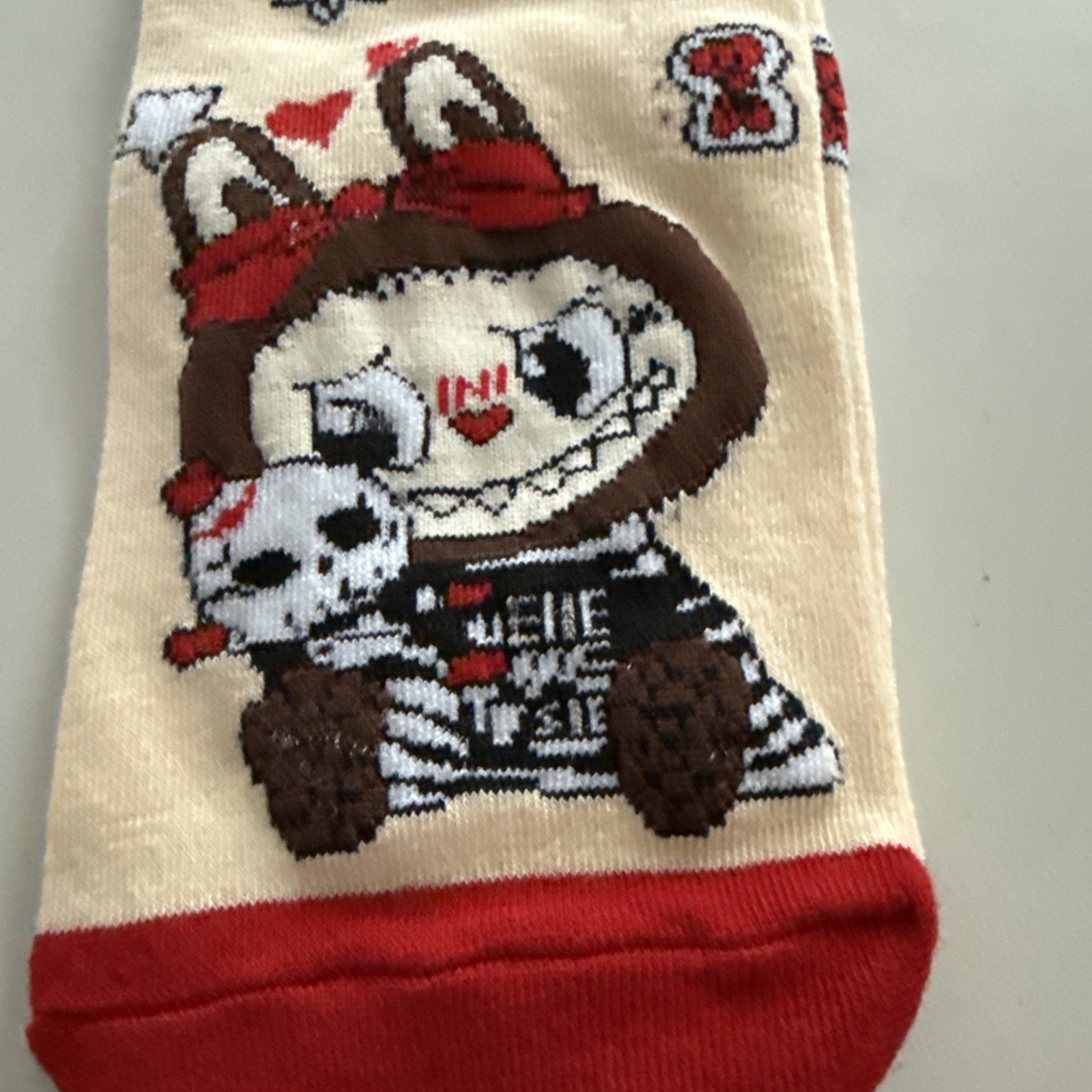 Little Monsters Beige/Red No Socks Fits Size 35-41