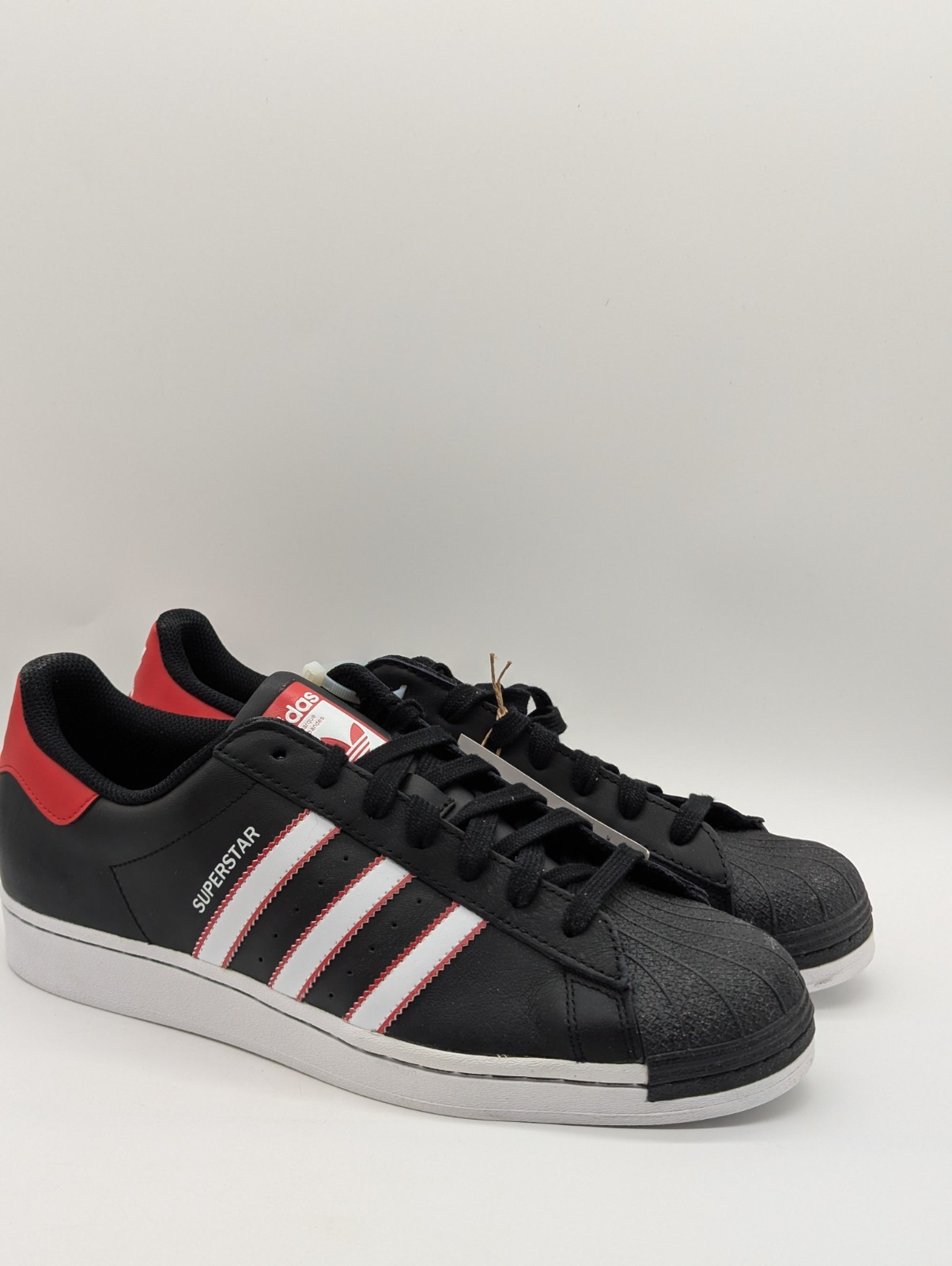 Mens Size 12 Adidas Superstar Black White Scarlet Red Shoes Sneakers IF3631 New