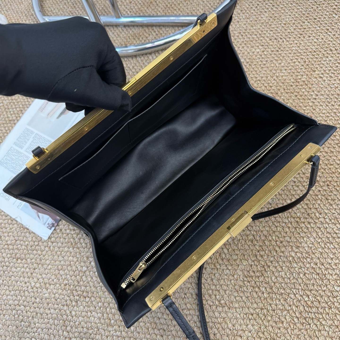 Celine Classic Clasp Shoulder Bag Black Leather Gold Hardware Duty Paid