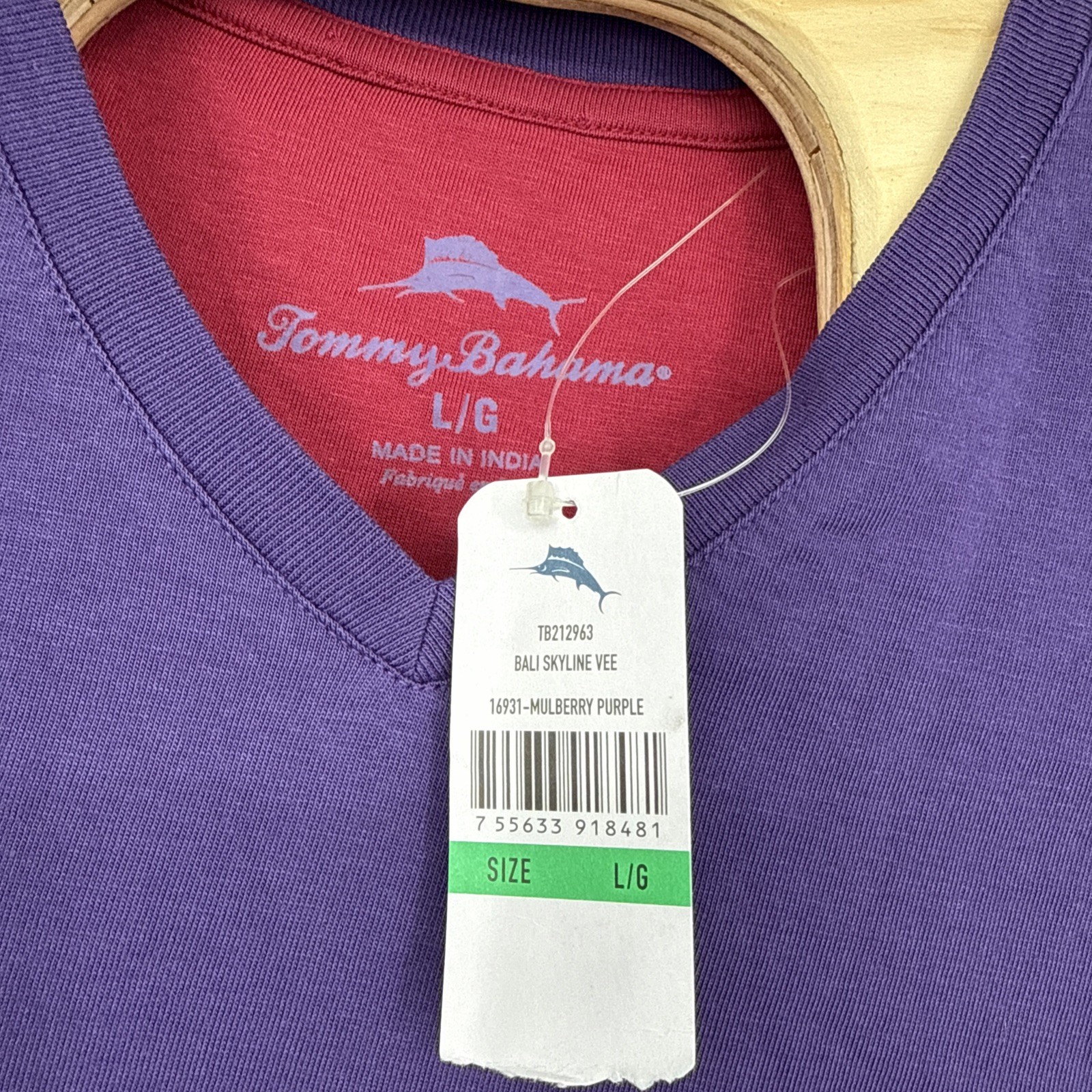 NWT Tommy Bahama Bali Skyline VNeck Tee Purple Resort Supima Cotton Beach Mens L