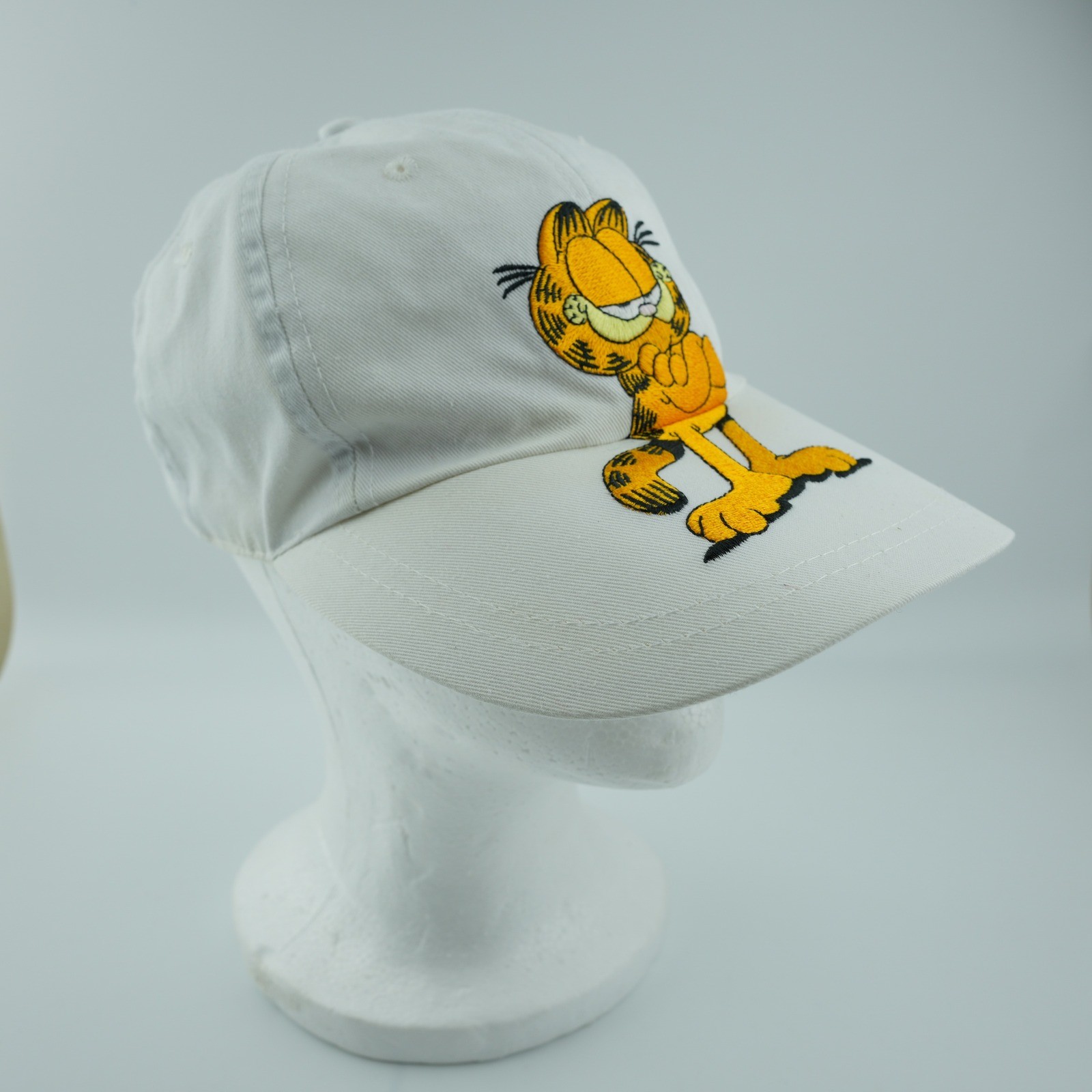 Vintage 90s Garfield Hat Cap Snapback White Cartoon Nostalgia Collectible