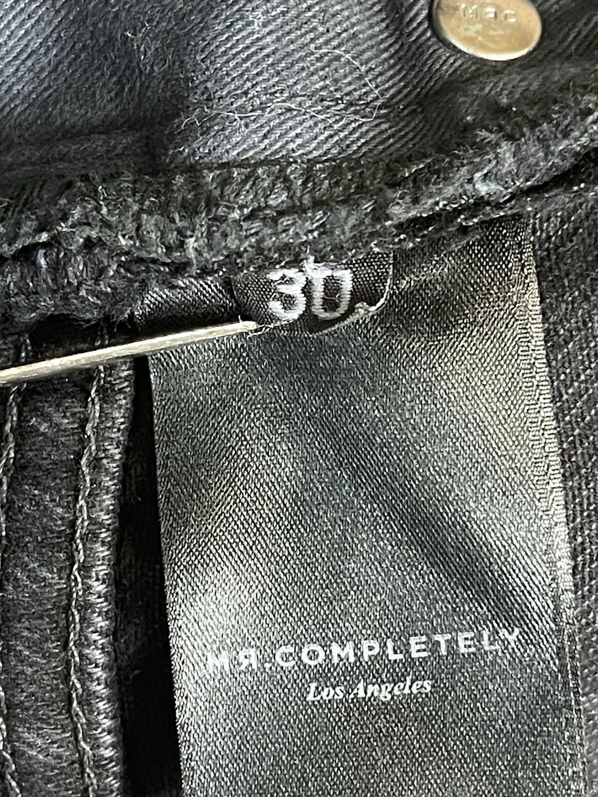 Mr Completley Jeans Mens 30 Black Distressed Casual Preppy Zip Pocket Denim