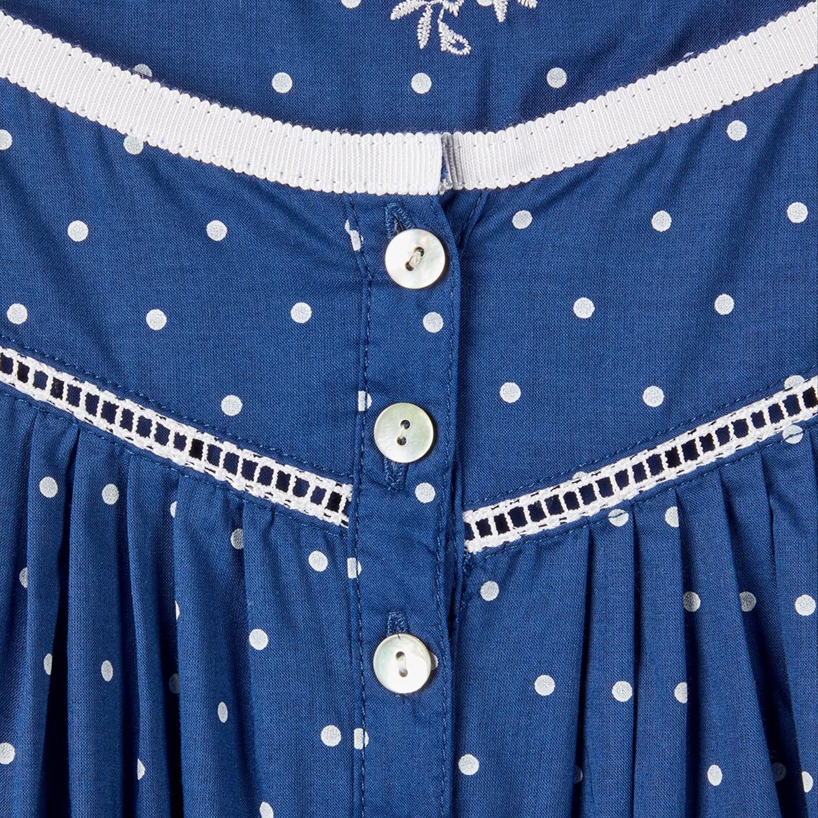 Eileen West Nautical Blue Polka-Dot Cotton Nightgown