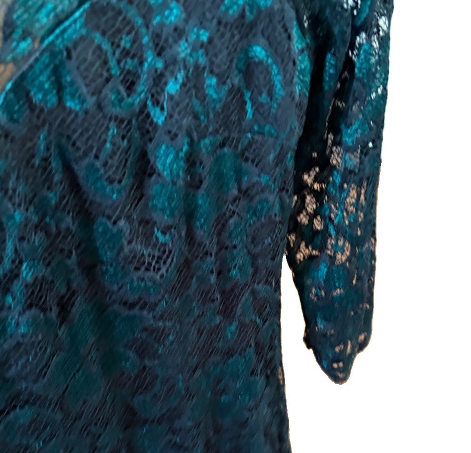 Brunello Cucinelli Black/Green Floral Lace Lined Sheath Dress XXS