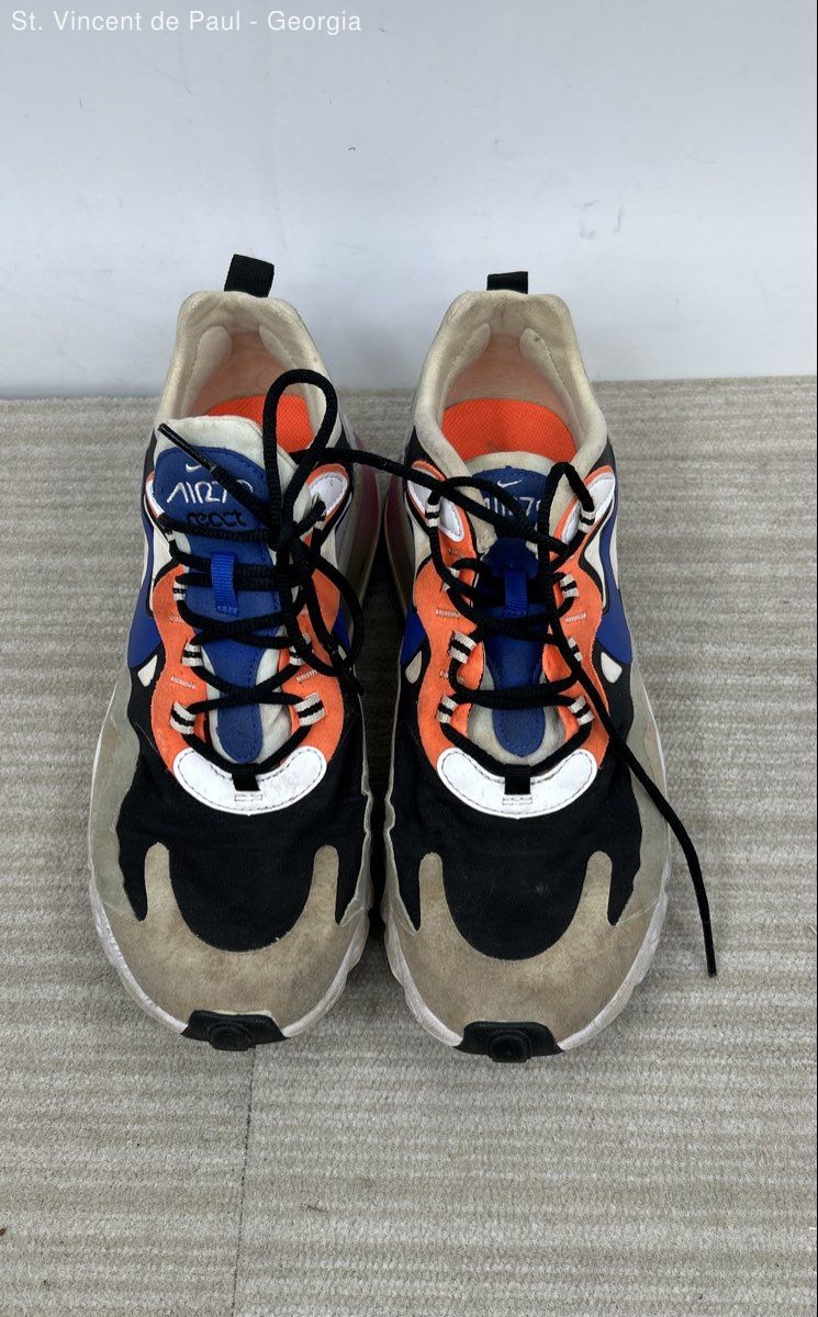 Nike Air Max 270 React Fossil Cushioned Sneaker Black Blue Beige CI3899-200 Sz 9