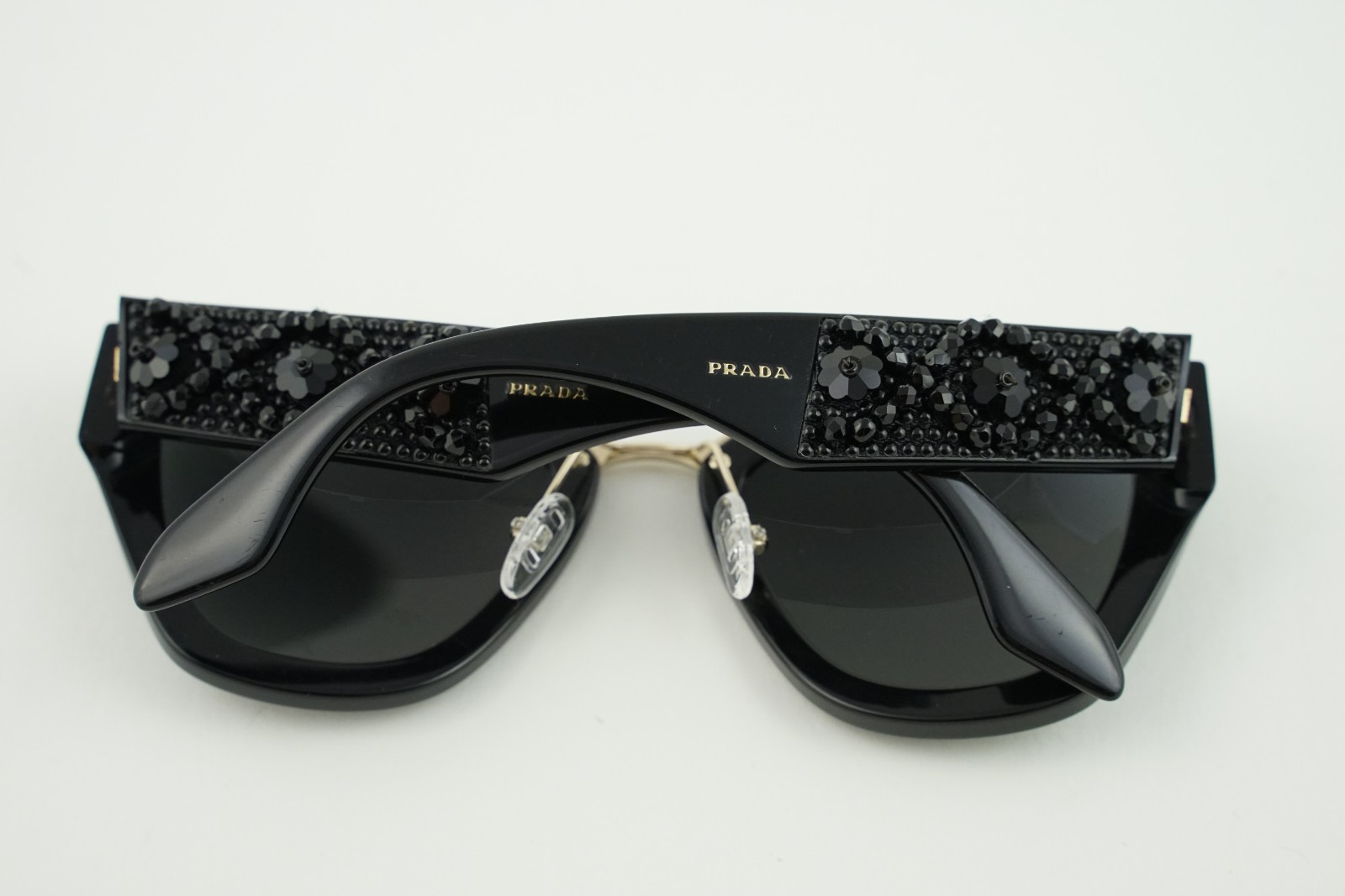 Prada SPR 10T Polished Black Black Crystal/Grey Sunglasses