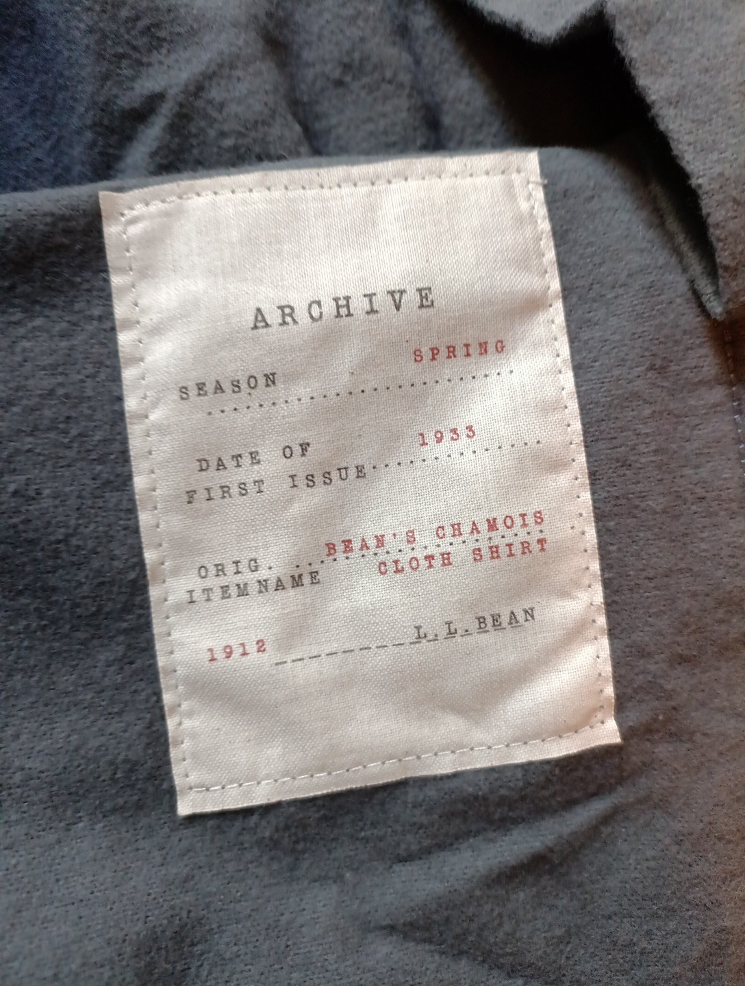 LL Bean Signature Archive 1933 Chamois Cloth Shirt Men’s Small S Gray Slim Fit