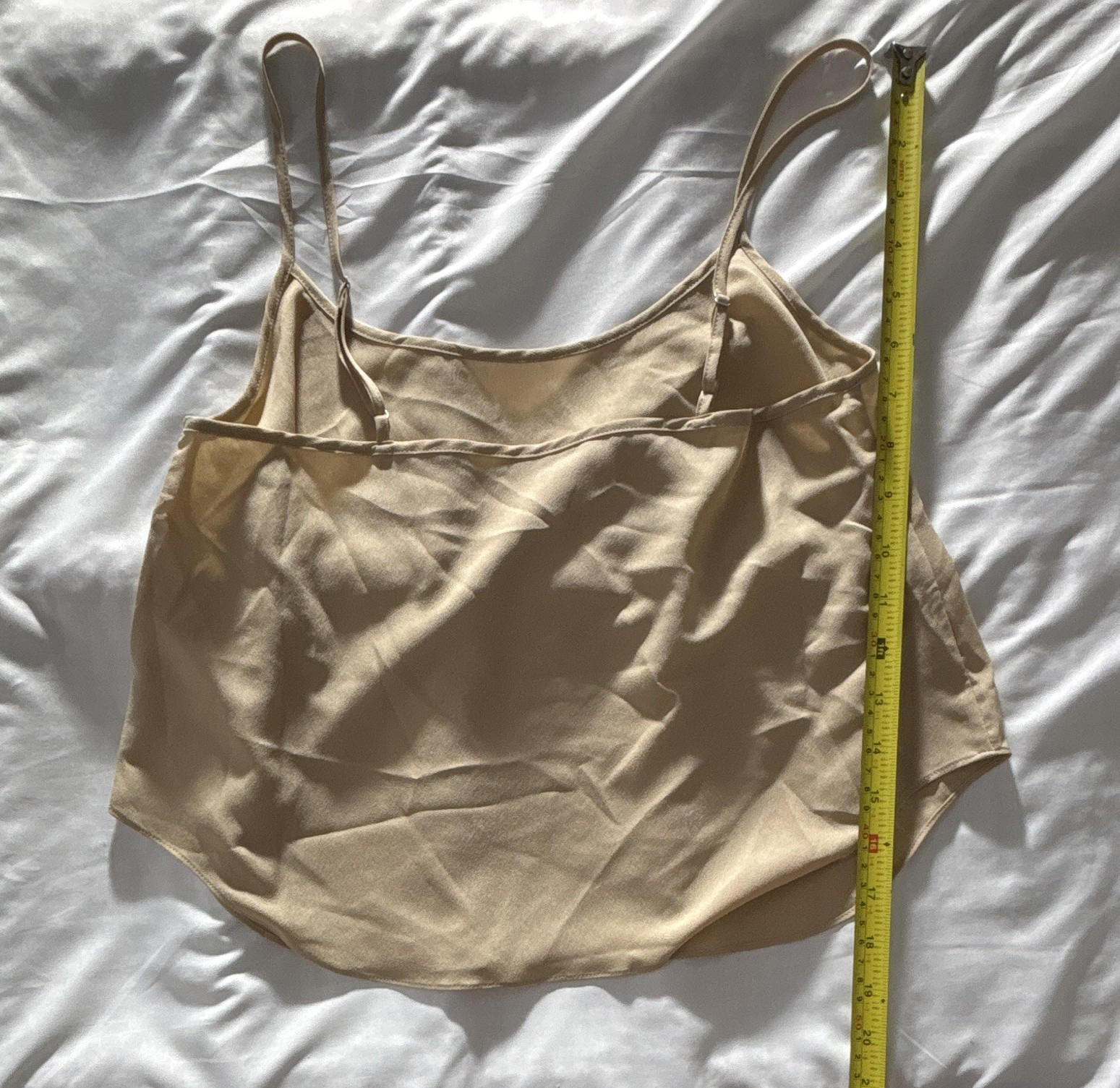 Women’s Beige Solid Spaghetti Strap Camisole Tank Top, Size S