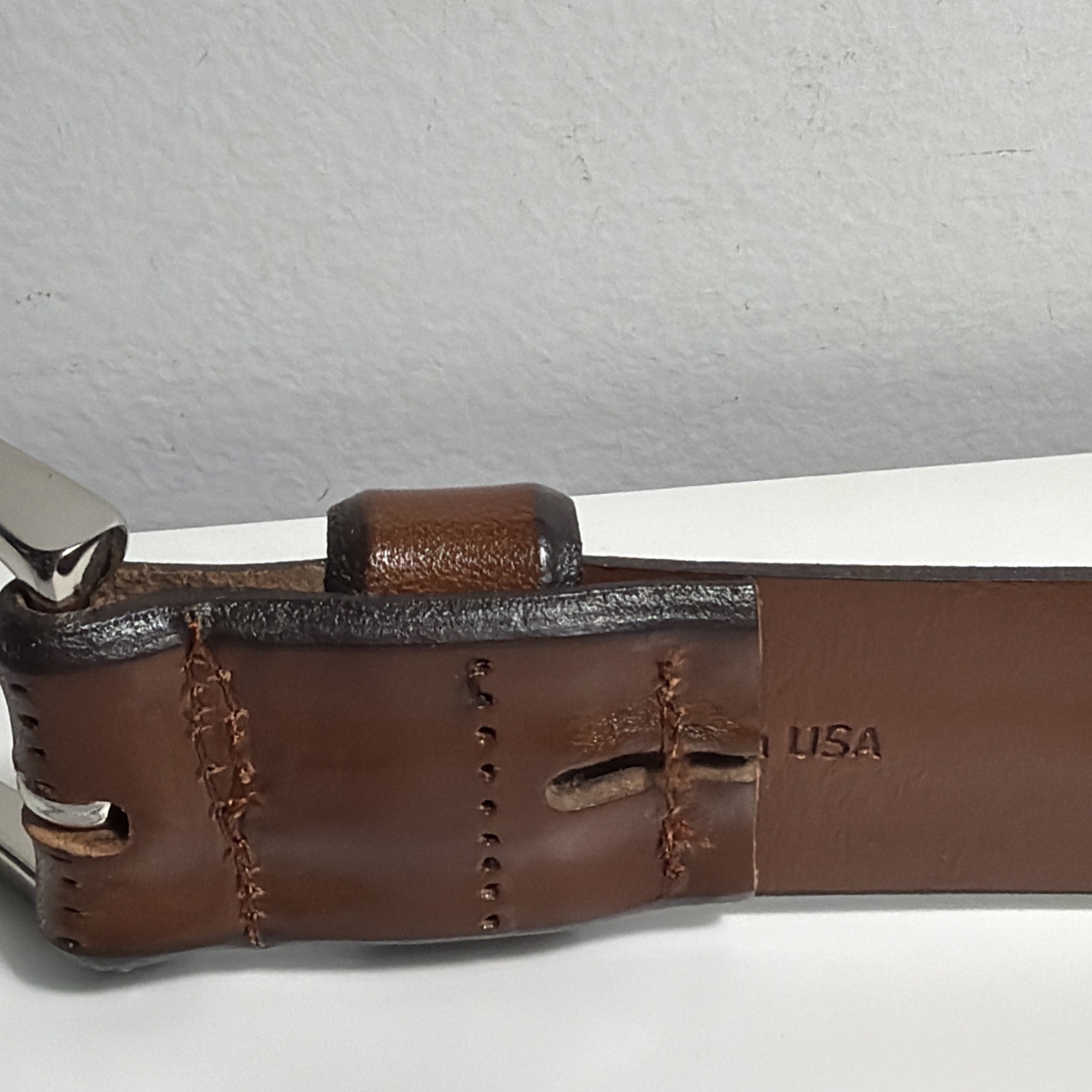 Allen Edmonds Genuine Leather Brown Belt USA Size 42 1.25″ Wide 67590 Walnut