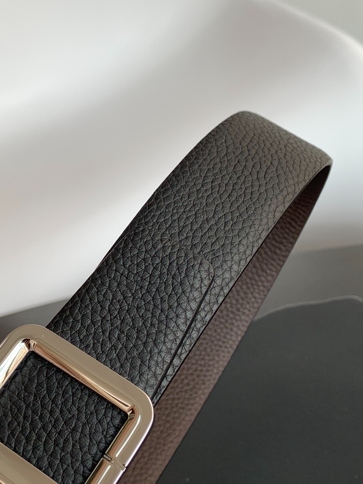 Tom Ford Reversible Pebbled Leather Belt Black Brown Silver Buckle Dress New.