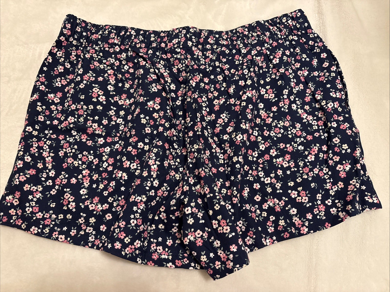 Joyspun Sleep Shorts Pajama Bottoms Dark Blue Floral Cotton Small S Size 4 6 NWT