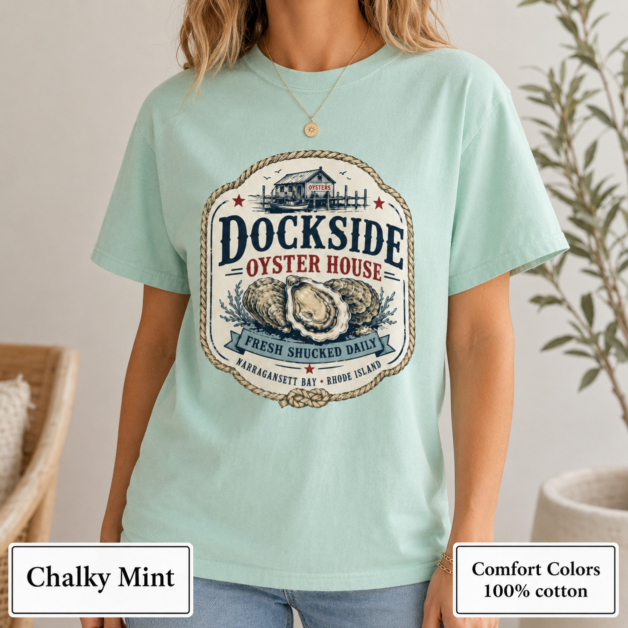 Dockside Oyster House Shirt, Coastal Comfort Colors Rhode Island Tee