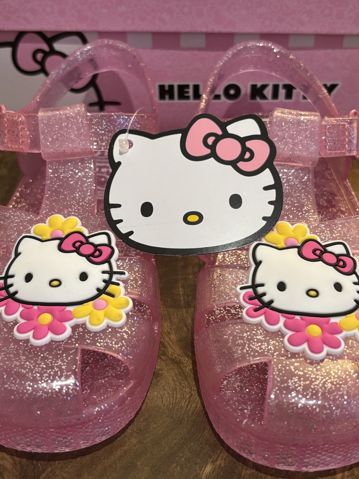 Girls HELLO KITTY Jelly SANDALS Vintage Style Pink Size 11k