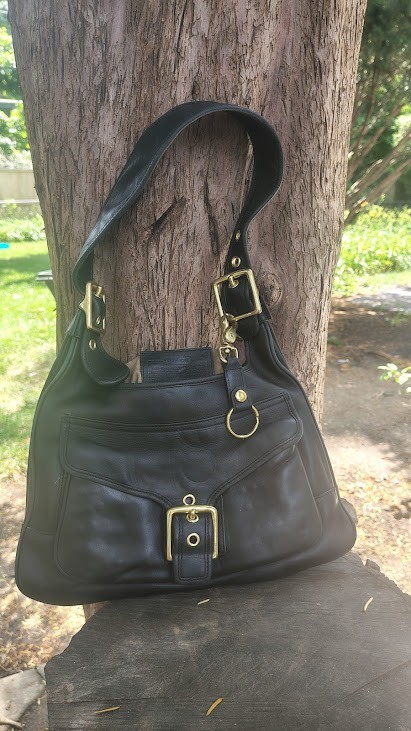 Vintage Coach Black Leather Legacy Saddle Bag Shoulder Purse 9340 Y2K Classic