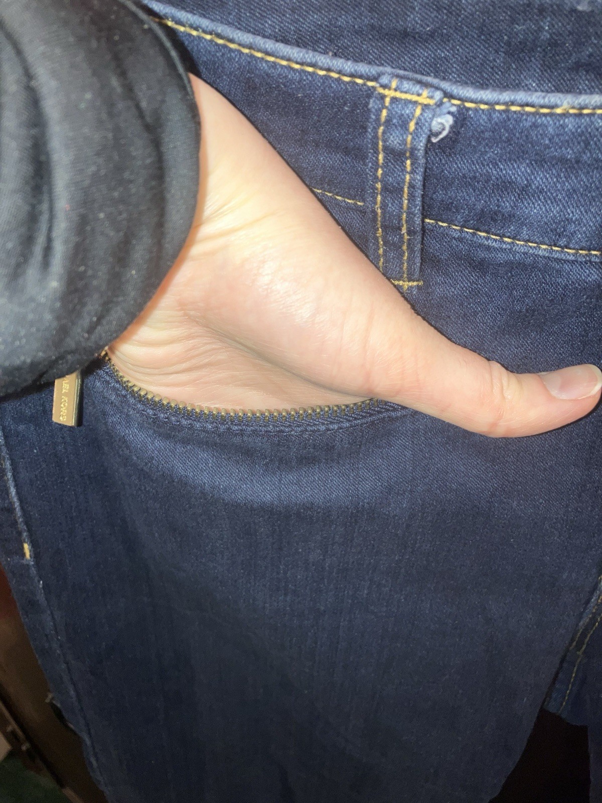 Michael Kors 8 Skinny Navy Jeans With Real Front Gold Zipper/Back Pockets