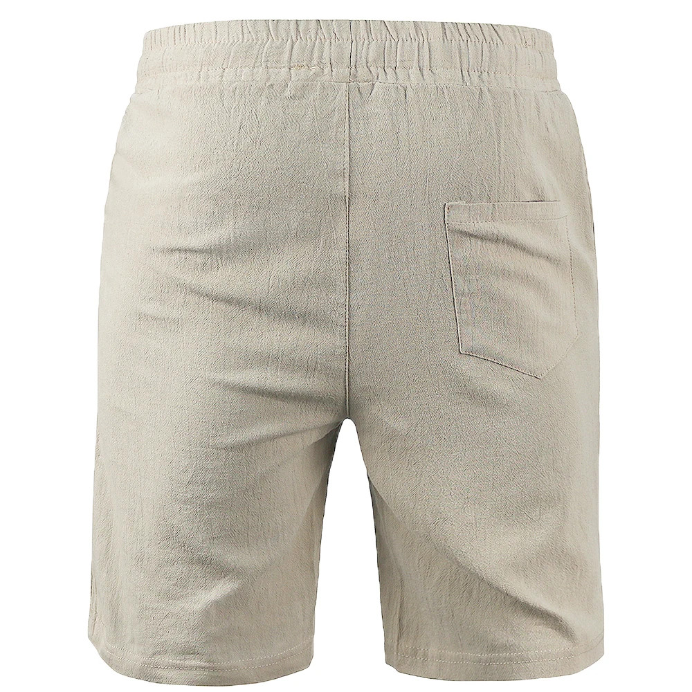 Men’s LINEN Shorts Casual Summer Beach Cotton Loose Fit Drawstring Pants S-3XL
