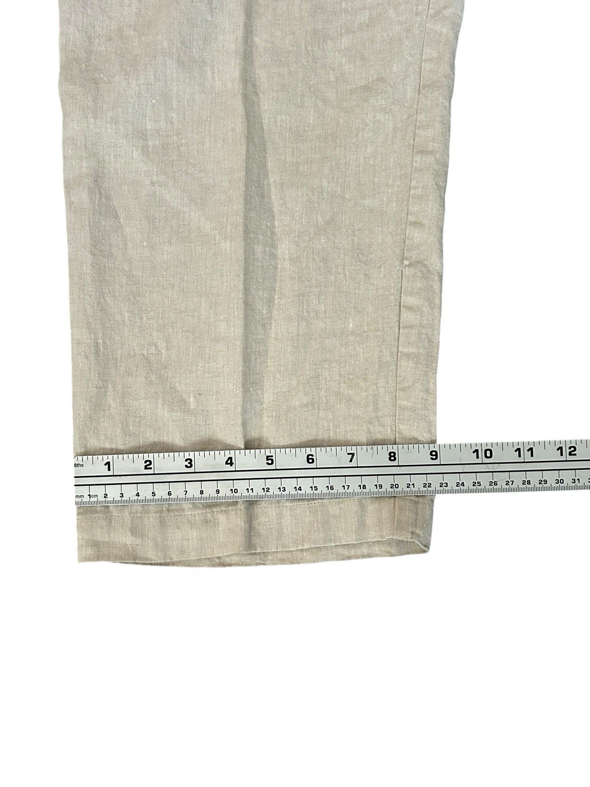 Tasso Elba 100% Linen Chino Pants Beige Semi Sheer 36×27 Coastal Lightweight