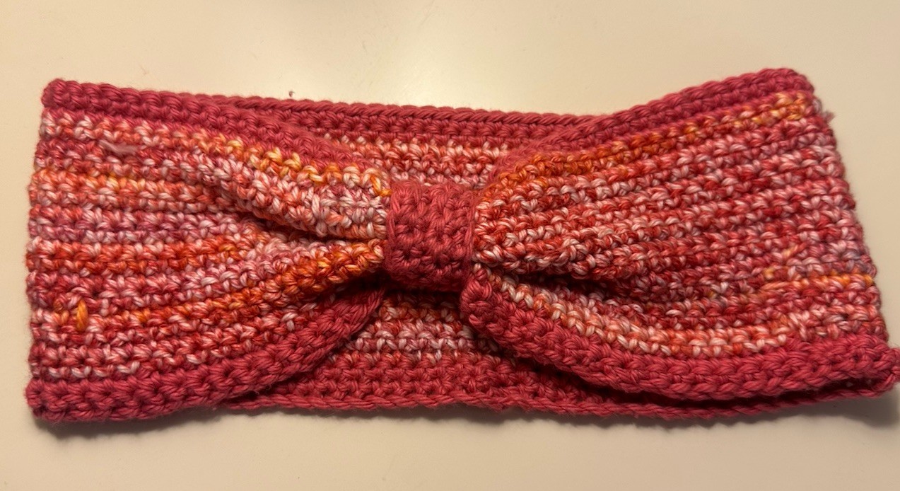 Handmade Sunset With Coral Pink Trim Crochet Headband/ Ear warmer