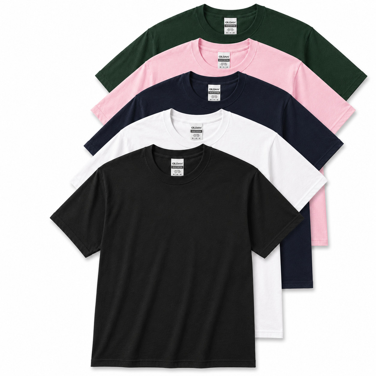 Gildan Heavy Cotton 5000 T-Shirt 3 & 5 Pack Men’s Plain Crew Neck Cotton Tee