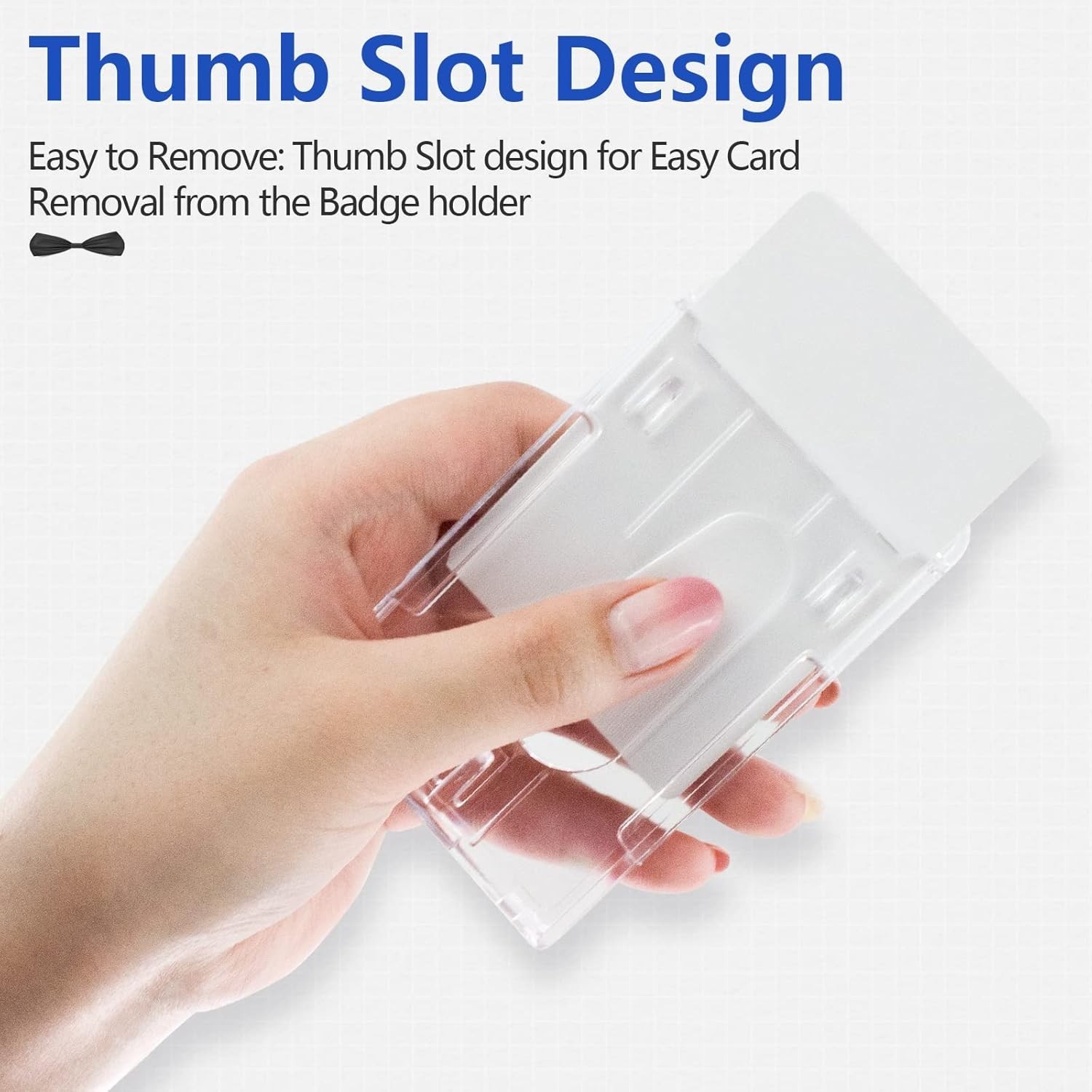 Hard Plastic ID Badge Holder Heavy Duty High Clear PC Material Holds 2 Cards