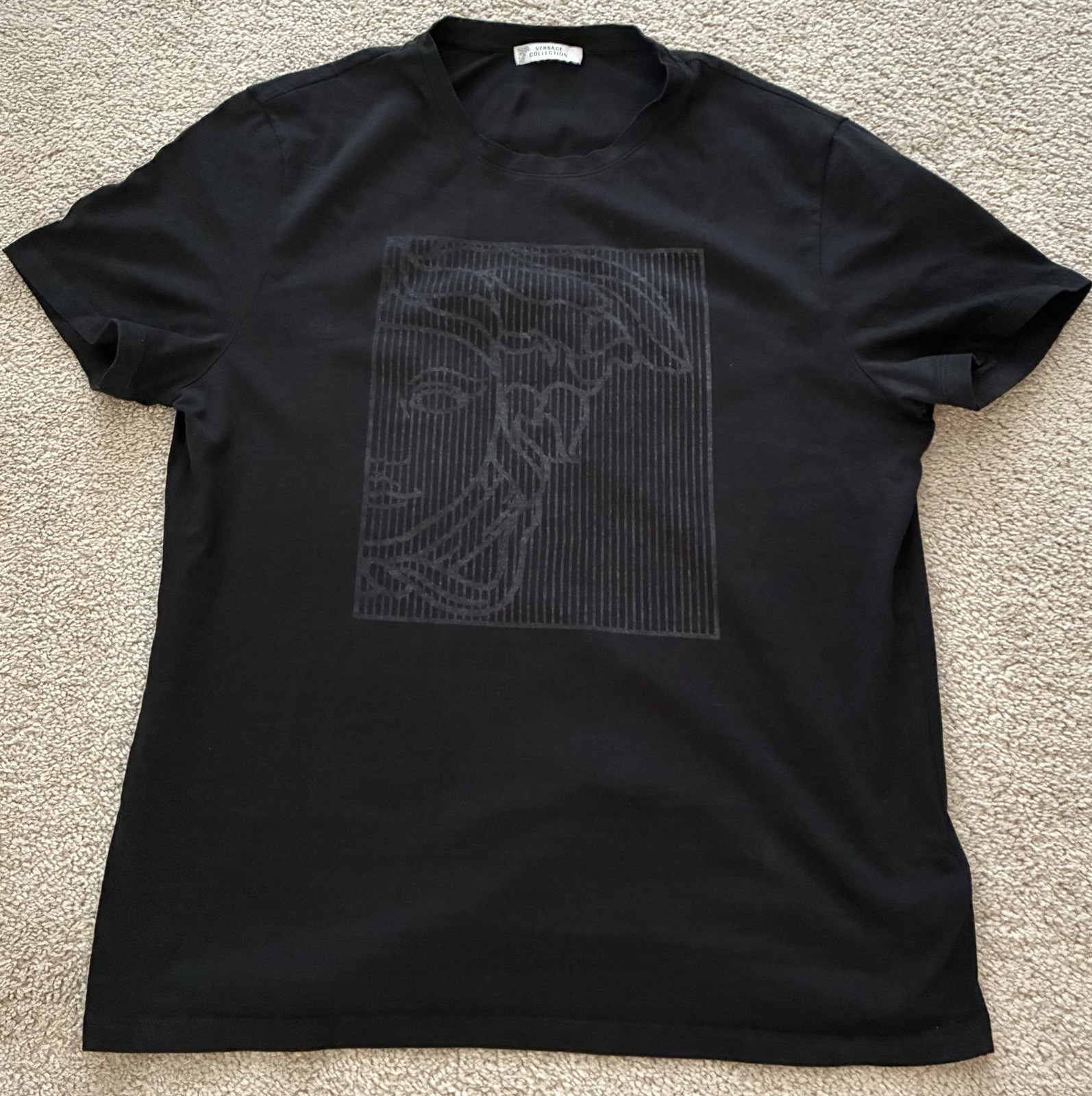 Versace Collection Black Medusa Logo Graphic Crew Neck Cotton Jersey Tee L