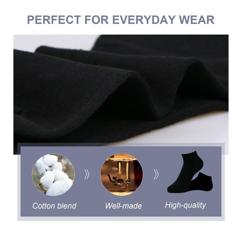 3-12 Pairs Men’s Nonslip No Show Invisible Solid Boat Cotton Low Cut Socks 9-13